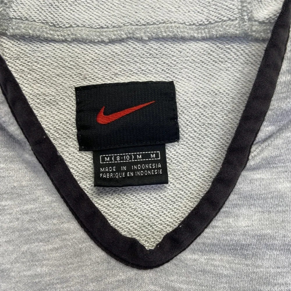 Nike Hoodie Womens M Center Swoosh Y2k Vintage Grey Pullover Sweatshirt